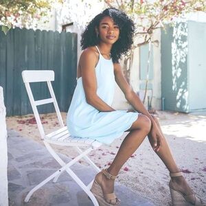 New Lauren James Daisy Ocean‎ Blue Scalloped Hem Dress